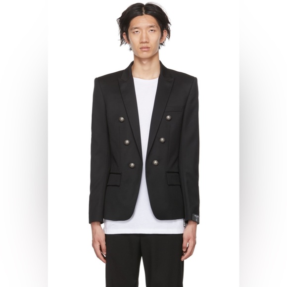 RARE!!Balmain black virgin wool blazer OPA NOIR size 48 new with tags - Picture 3 of 15